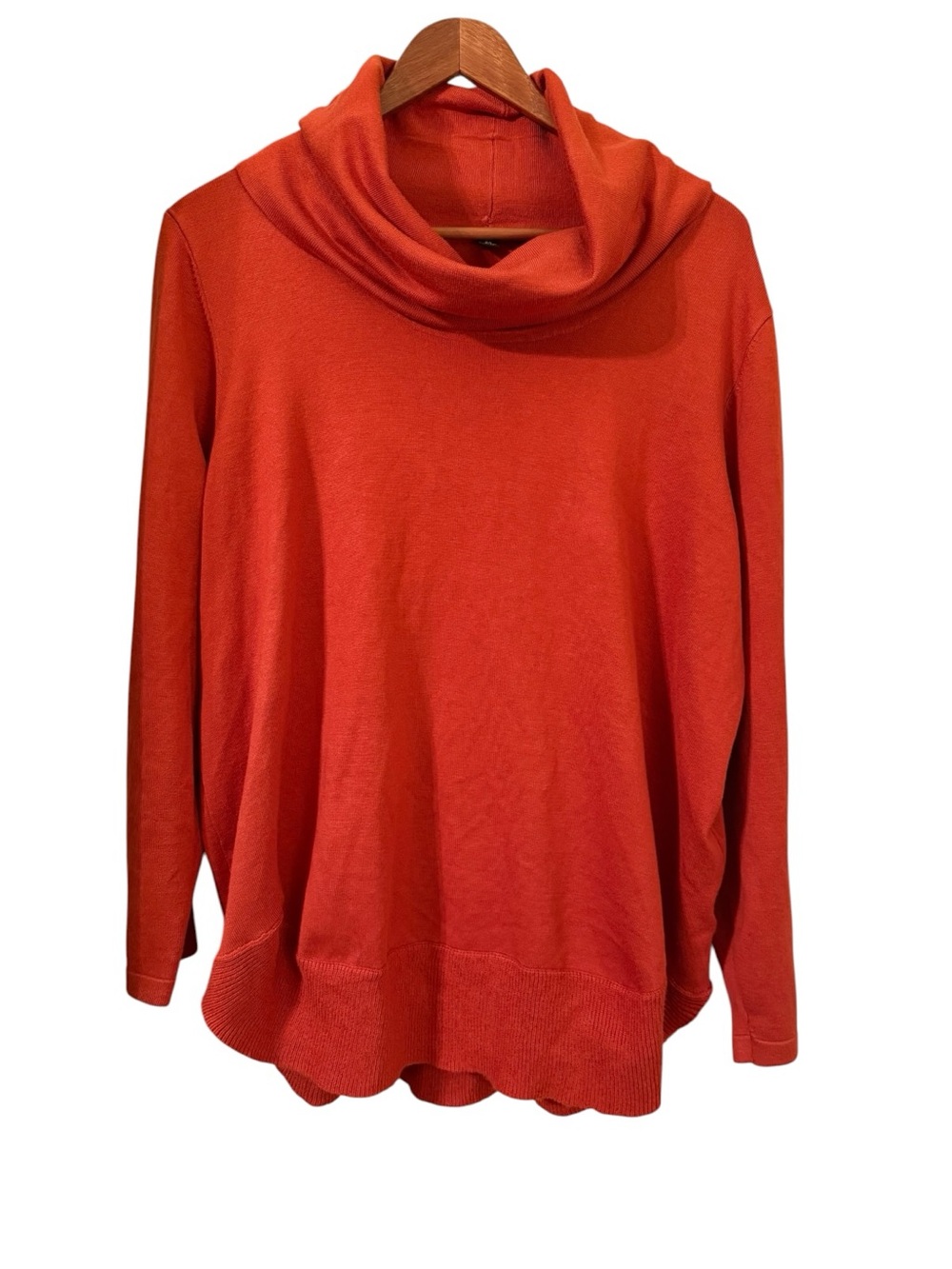 Cyrus Orange Cowl Neck Sweater 2X Lightweight Knit Tunic Pullover Plus Size